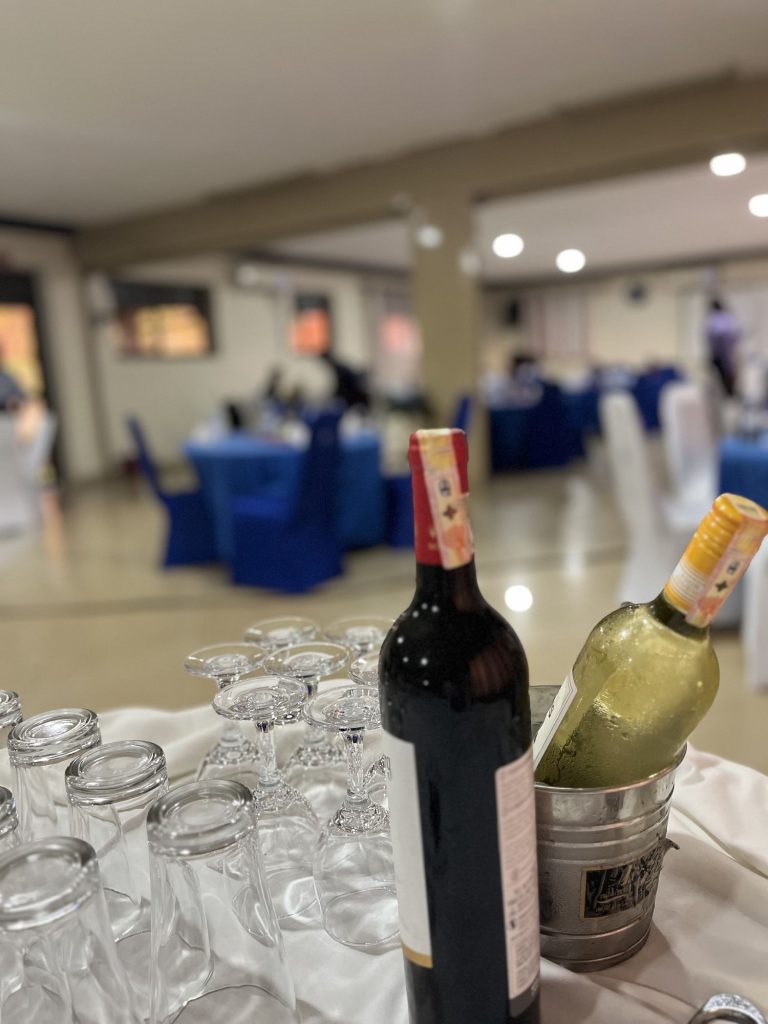 Banquet hall laid out for an event